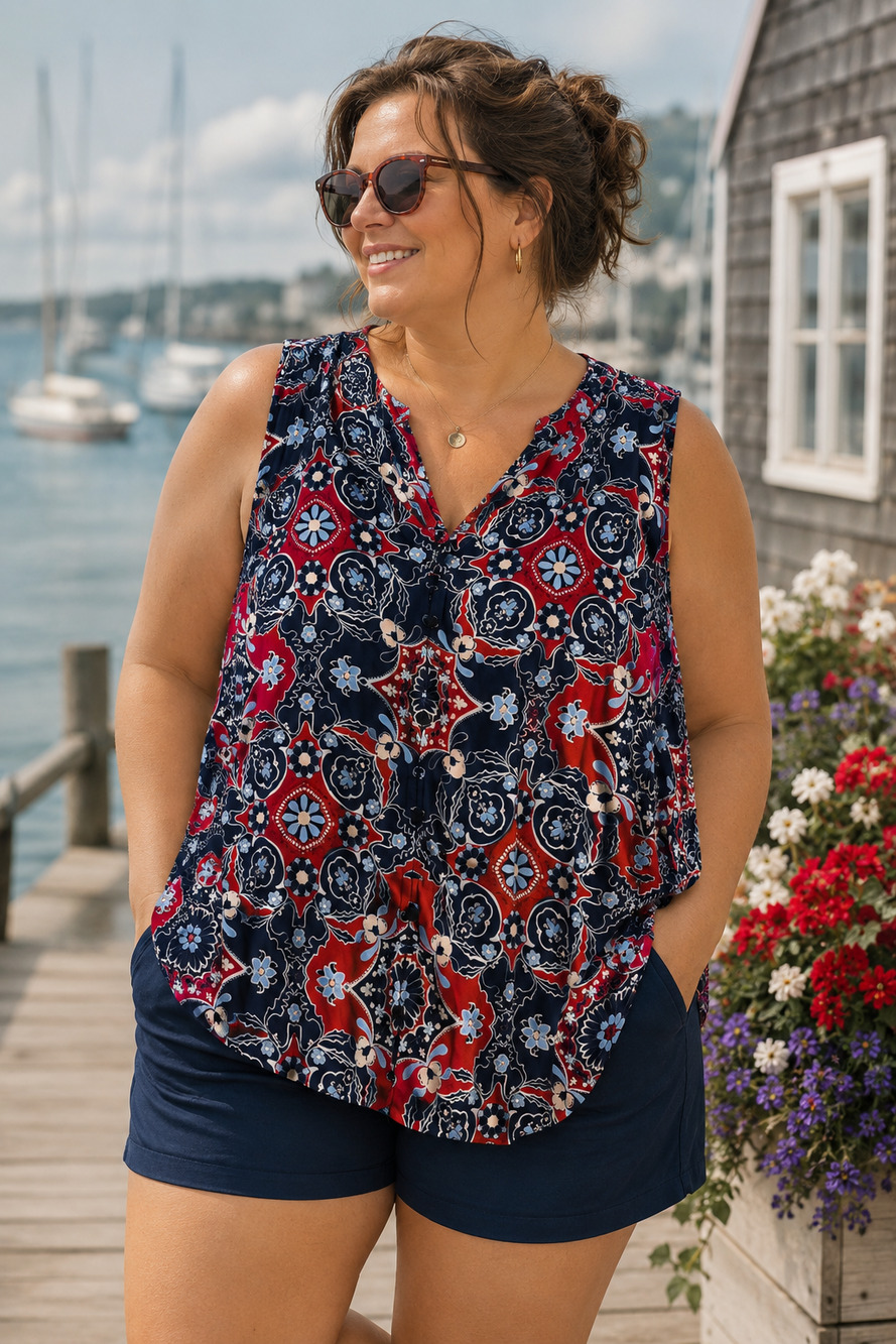 Liz Claiborne Medallion Geometric Print Tank XL